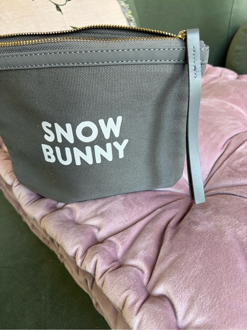 NEW Santa Barbara Design Studio Snow Bunny zipped pouch